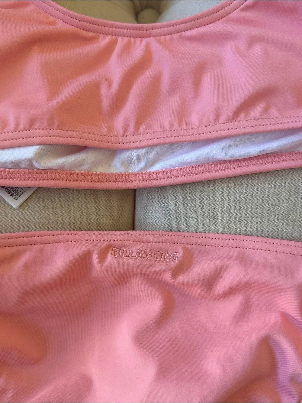 Billabong Lil Love Palms Handkerchief Pink Two-Piece Bikini Swimsuit size 14